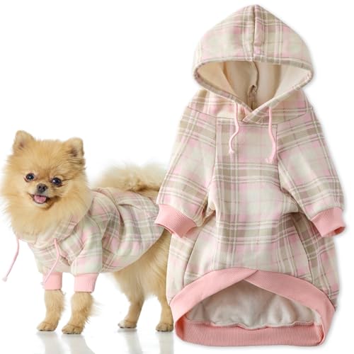 Rocky II Dog Hoodie (Pink Chesterfield Plaid / Medium (20-45 lbs))