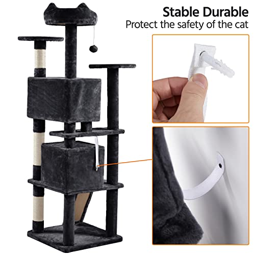 70in Multi Level Sturdy Cat Tree (Black / 70in)