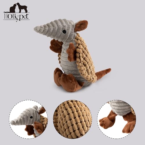 Armadillo Squeaky Puppy Dog Toys for Small Medium Dogs (8 IN / Light Brown)