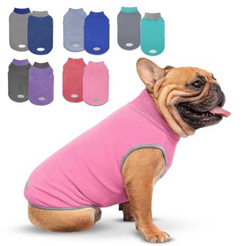 2 Pack Fleece Dog Sweater Pullover Lightweight Reflective Jacket (Medium / Pink & Fuschia)