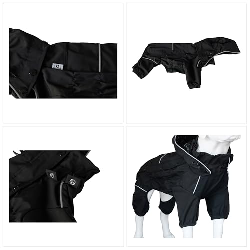 Waterproof Dog Raincoat with Removable Hood (Black / M (Back 14"))