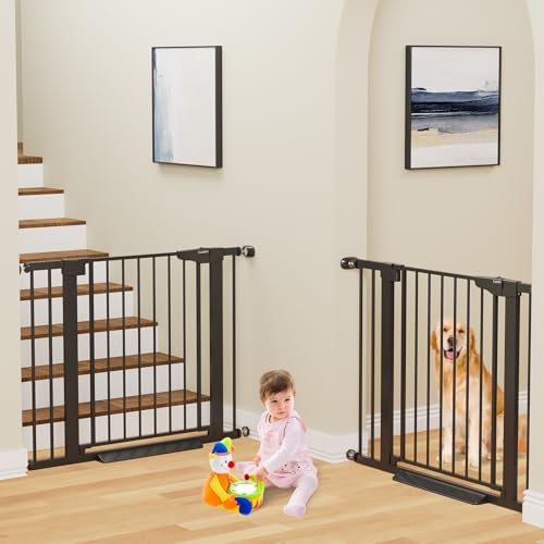 2 Pack 30 40.6 in Baby Gate for Stairs and Doorways (Black / 30-40.6"W x 30.5"H (2 Pack ))