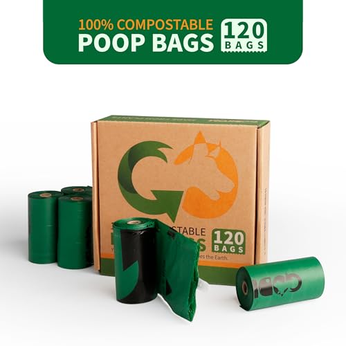 Certified Home Compostable Dog Poop Bags (Dark Green / 120 Count (Pack of 1))