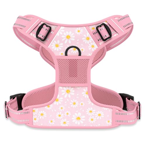 No Pull Dog Harness (Pink Floral / Medium)