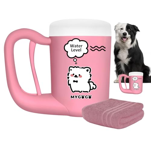 Semi Automatic Paw Cleaner for Small Medium Dog Breeds (Pink / Medium)