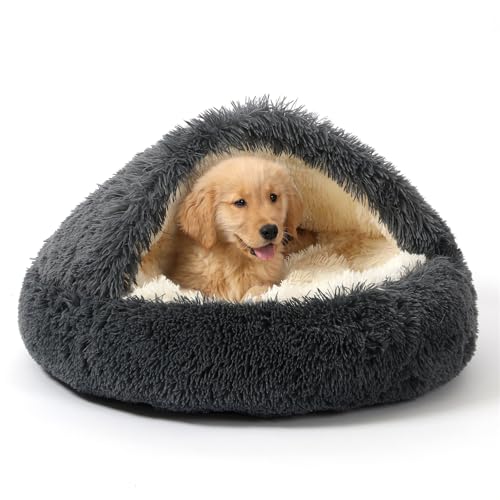 Hooded Donut Bed (Dark grey / Large 27.5'')