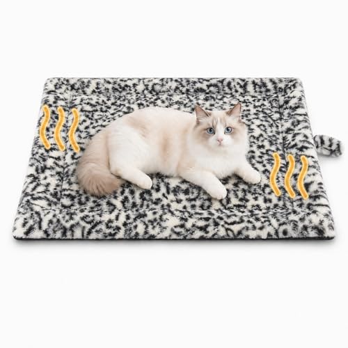 Self Warming Cat Bed (22 x 18 inch / Black/White)