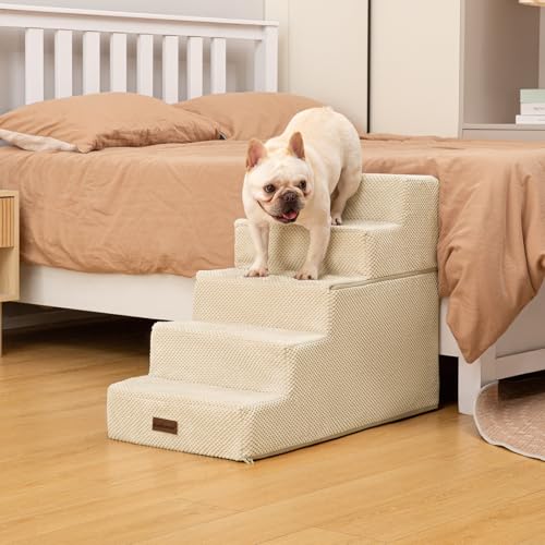 Dog Stairs for High Beds 22.6" H (Beige / 5-Step 22.6" H)