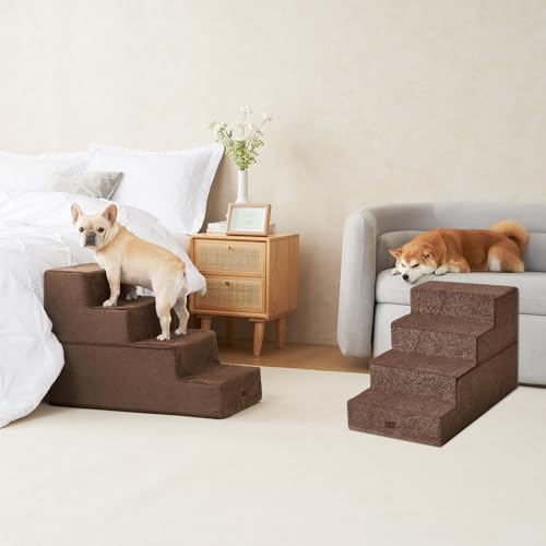 Dog Stairs for Bed 20" H (Brown / Extra Wide 16.5" x 28" x 20")