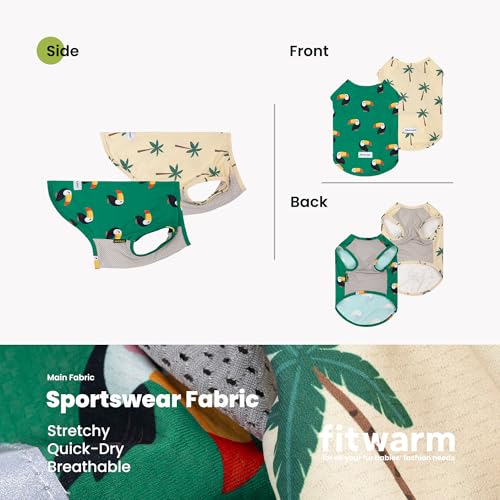 2 Pack Toucan & Palm Tree UPF 50+ Sun UV Protection Dog Shirt (Medium / Toucan & Palm Tree)