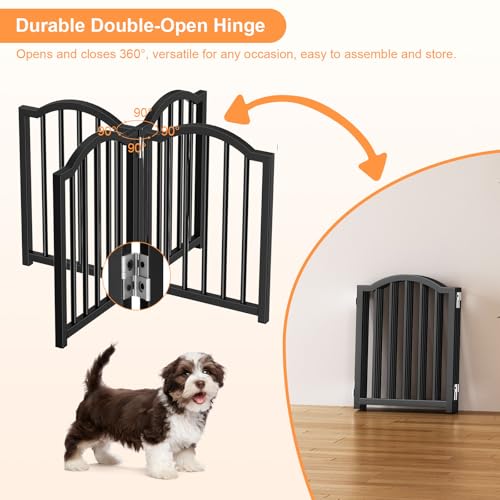 Short Dog Gate Indoor (Black / 4 Panel-16''H, Up to 48''W)