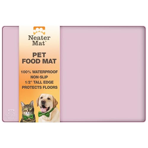 Neater Mat Pet Mats for Food and Water (16"L x 10"W / Light Pink)