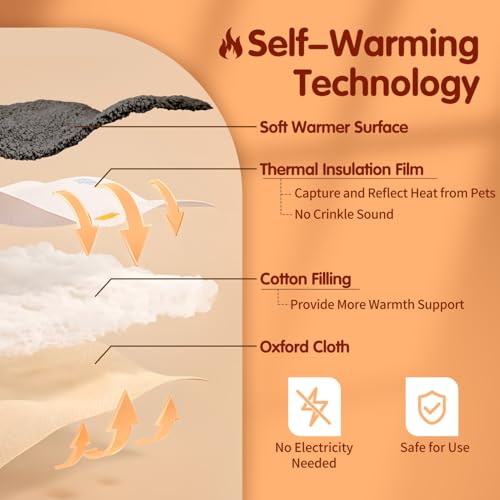 Self Heating Cat Bed (27.5"L x 19.7"W x 1.0"Th / Dark grey&amp;Black)