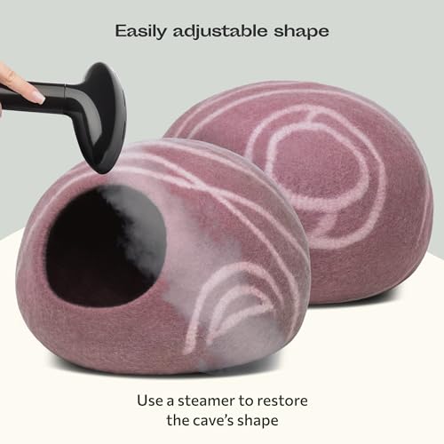 Cat Cave Merino Wool Bed for Indoor Cats (Rose Gold / Medium)