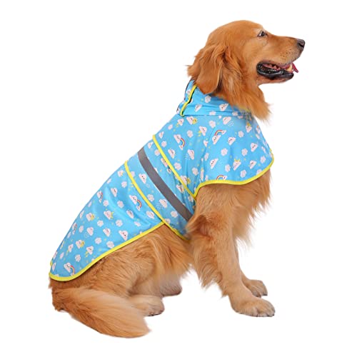 Dog Raincoat with Hood & Leash Hole S (X-Large / Cartoon Storm)