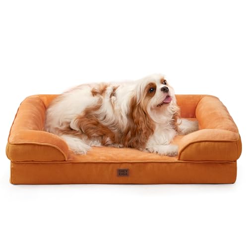 Orthopedic Dog Beds Large Sized Dog (Pumpkin Orange / 36.0"l X 27.0"w X 6.5"th)
