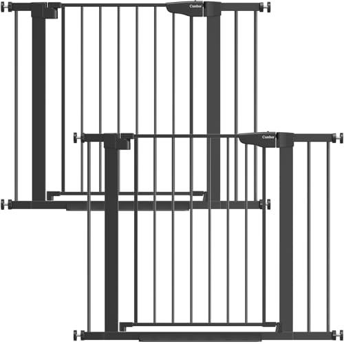 2 Pack 30 40.6 in Baby Gate for Stairs and Doorways (Black / 30-40.6"W x 30.5"H (2 Pack ))