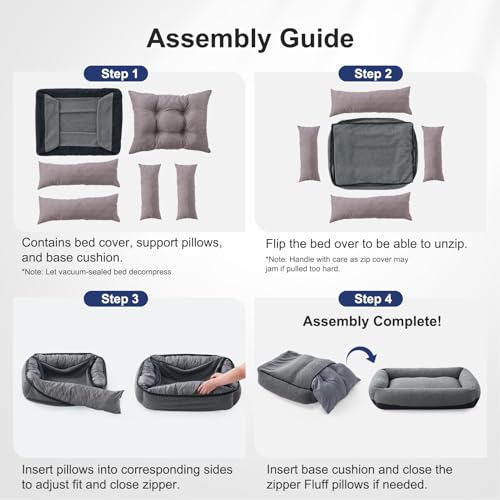 Washable Small Dog Bed (Dark Grey / S(20"x19"x6”))