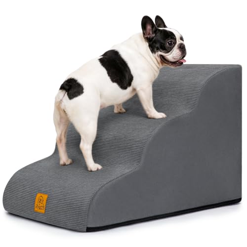 Dog Stairs for Small Dogs and Cats (Gray / 3-Step (H15.7))