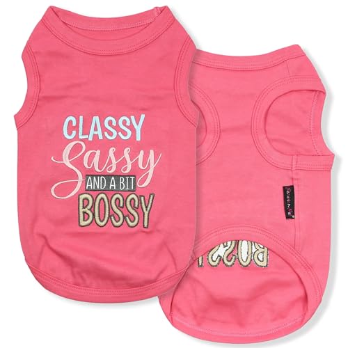 Dog Shirt 100% Cotton Classy Sassy and Bossy Shirts for Large Dogs (Large)
