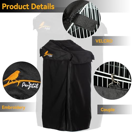 Small Black Good Night Blackout Bird Cage Cover (18"L x 14"W x 40"H)