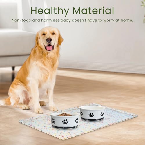Dog Food Mat Anti (18"L x 12"W / Donut-White)