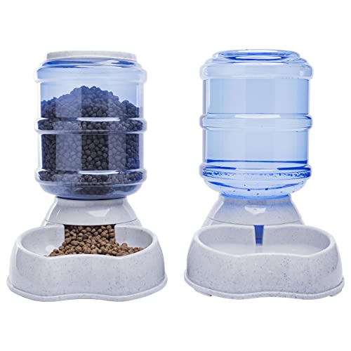 Pet Feeder and Water Food Dispenser Automatic Water Bowl for Dogs Cats (Waterer + Feeder)