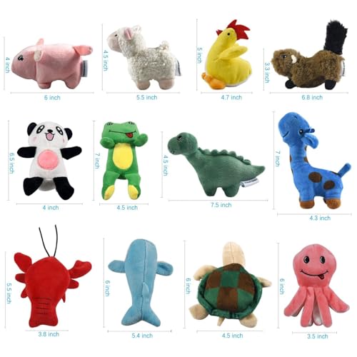 Squeaky Plush Dog Toy Pack for Puppy (12 Pack)