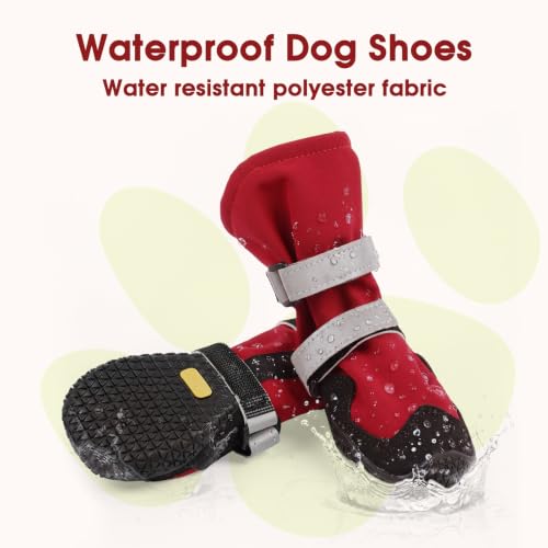 Dog Hiking Boots with High Top Non Slip Dog Shoes for Slippery Land (5#)