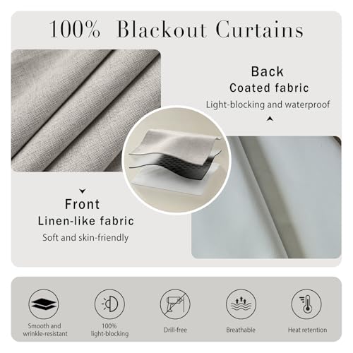 100% Blackout Self Adhesive Curtains (59"W x 60"L (Pack of 1) / Light Beige)