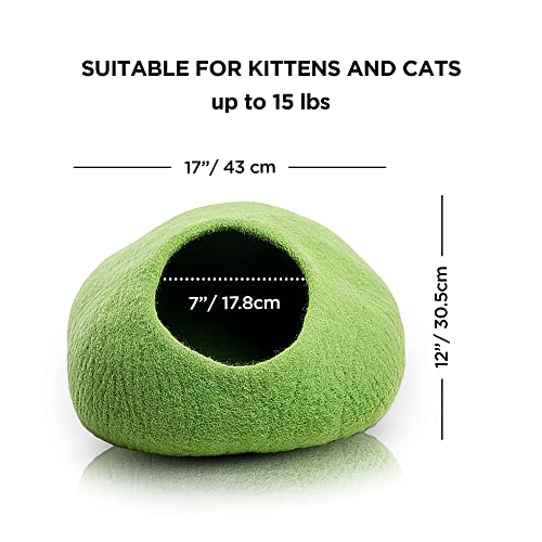 Premium Felt Cat Cave Bed (Green Plain)