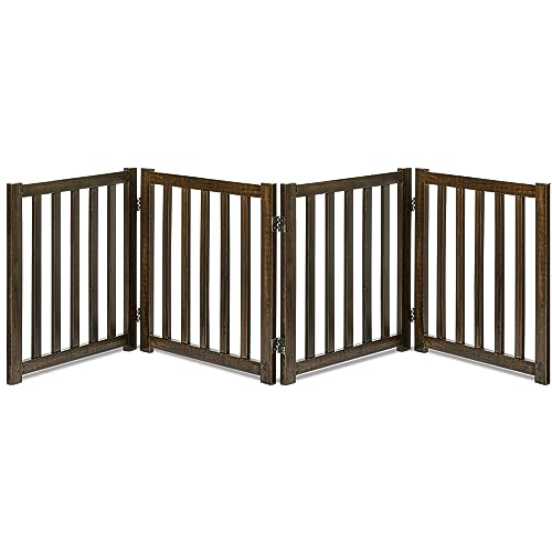 Wooden Free Standing Dog Gate 80" W x 24" H (Walnut / 80"W x 24"H)