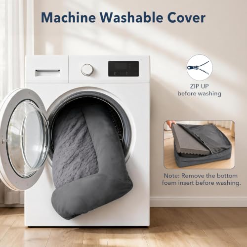 Washable Dog Bed Orthopedic Waterproof for Medium Sized Dogs (Dark Grey / 33.0"L x 25.0"W x 6.5"Th)
