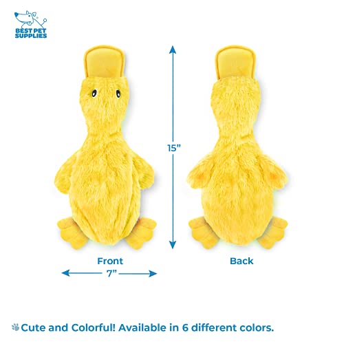 Interactive Squeaky Dog Chew Toy (Crinkle Duck (Yellow, Purple & Turquoise) / Large)