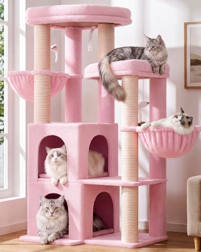 Cat Tree Tower for Indoor Cats Large Adult (Pink / XXL)