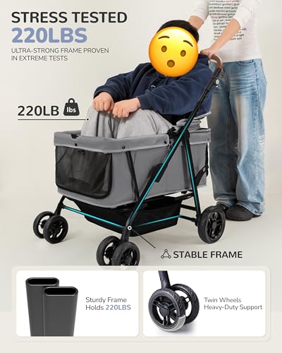 Dog Stroller for Large & Medium Dogs (Urban Gray)