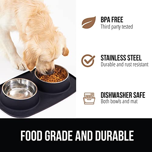 Dog Bowl Set with Feeding Mat (Black / 3 Cup Bowls)