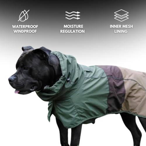 Dog Raincoat Waterproof Rain Jacket w (Green Brown Tan / X-Large)