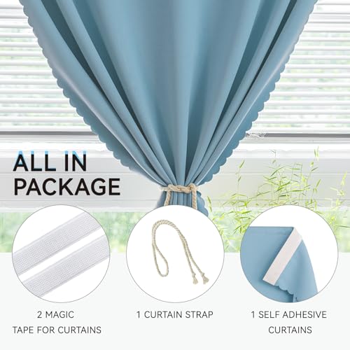 Self Adhesive Curtains for Windows (Lake Blue / 59"W x 71"L (Pack of 1))