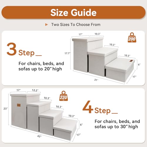 Dog Stairs with Storage (Beige No Condo / 3)