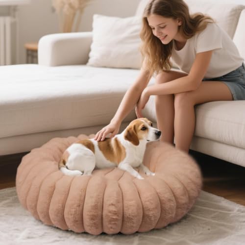 Donut Small Medium Dog Bed Washable Kitty & Puppy Bed (Brown / M(28*28*8))