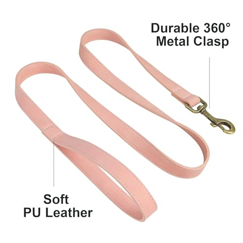 PU Leather Dog Leash for Small Dogs (Pink / 3/4''x 4FT)
