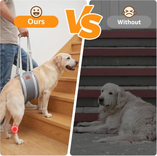 Adjustable Dog Sling for Large Dogs Hind Leg Support Weak Legs Mobility Aid (Grey & Grey / Large)