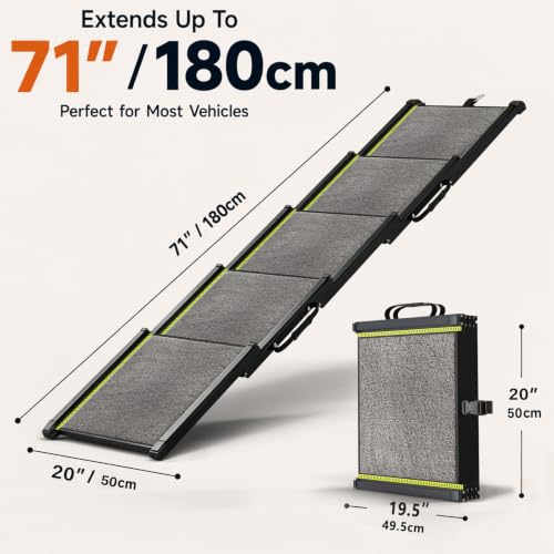 Dog Ramp for Car with Telescoping Design (71" x 17")