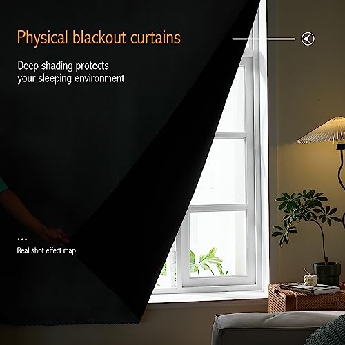 100% Blackout Self Adhesive Curtains Small Window Short Temporary Black Out Curtains Easy to Install Used for Bedroom Kitchen Window Cover (Silver Grey/ Thickened / 35"W x 59"L (Pack of 1))