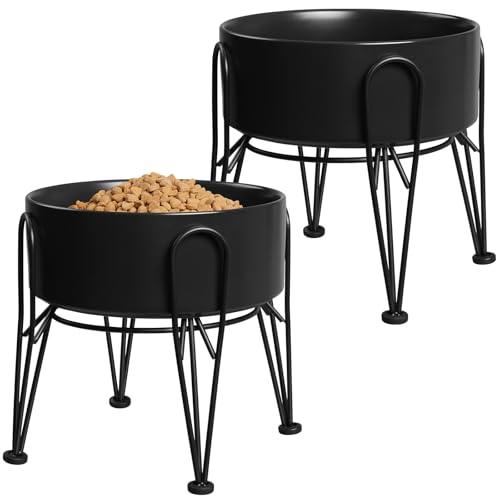Elevated Dog Bowls (Black / 7.6 Cups | 2 Pack | For Large Dogs)