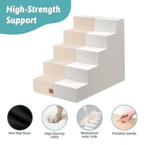Dog Stairs for Small Dogs (Beige / 19.7x29.5x23.6 inch)