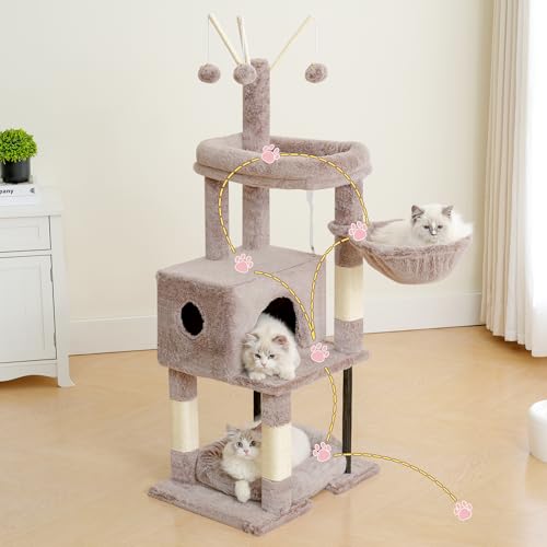 Cat Tree 45.3" Cat Tower for Indoor Cats with Large Perch HCT202SMU (45.3 inch / Muchroom)