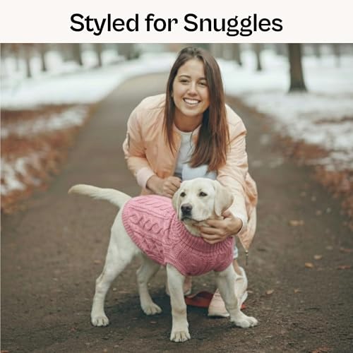 Dog Sweaters Pull Over (Medium / Cable Knit Pink)
