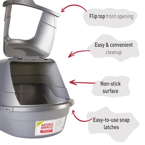 Hooded Flip Top Cat Litter Box with Charcoal Filter (Silver/Grey)
